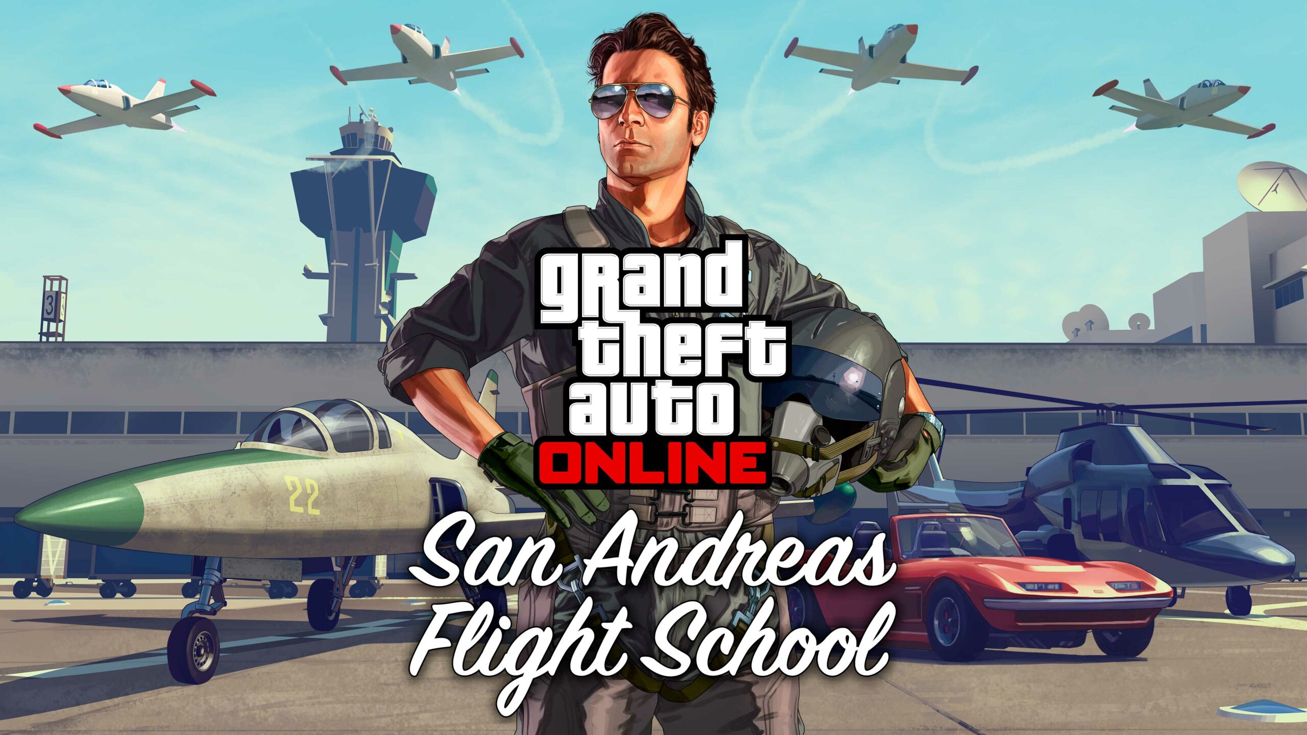 GTA Online: arte e logotipo da Escola de Aviação San Andreas