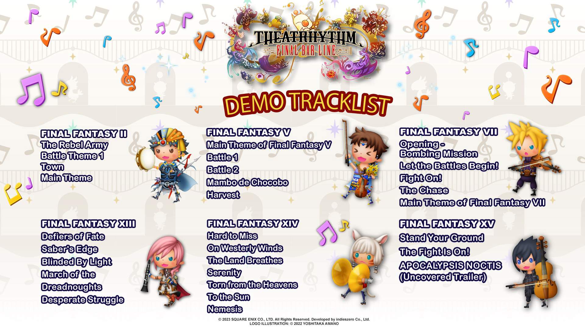 Lista de faixas da demo de THEATRHYTHM FINAL BAR LINE