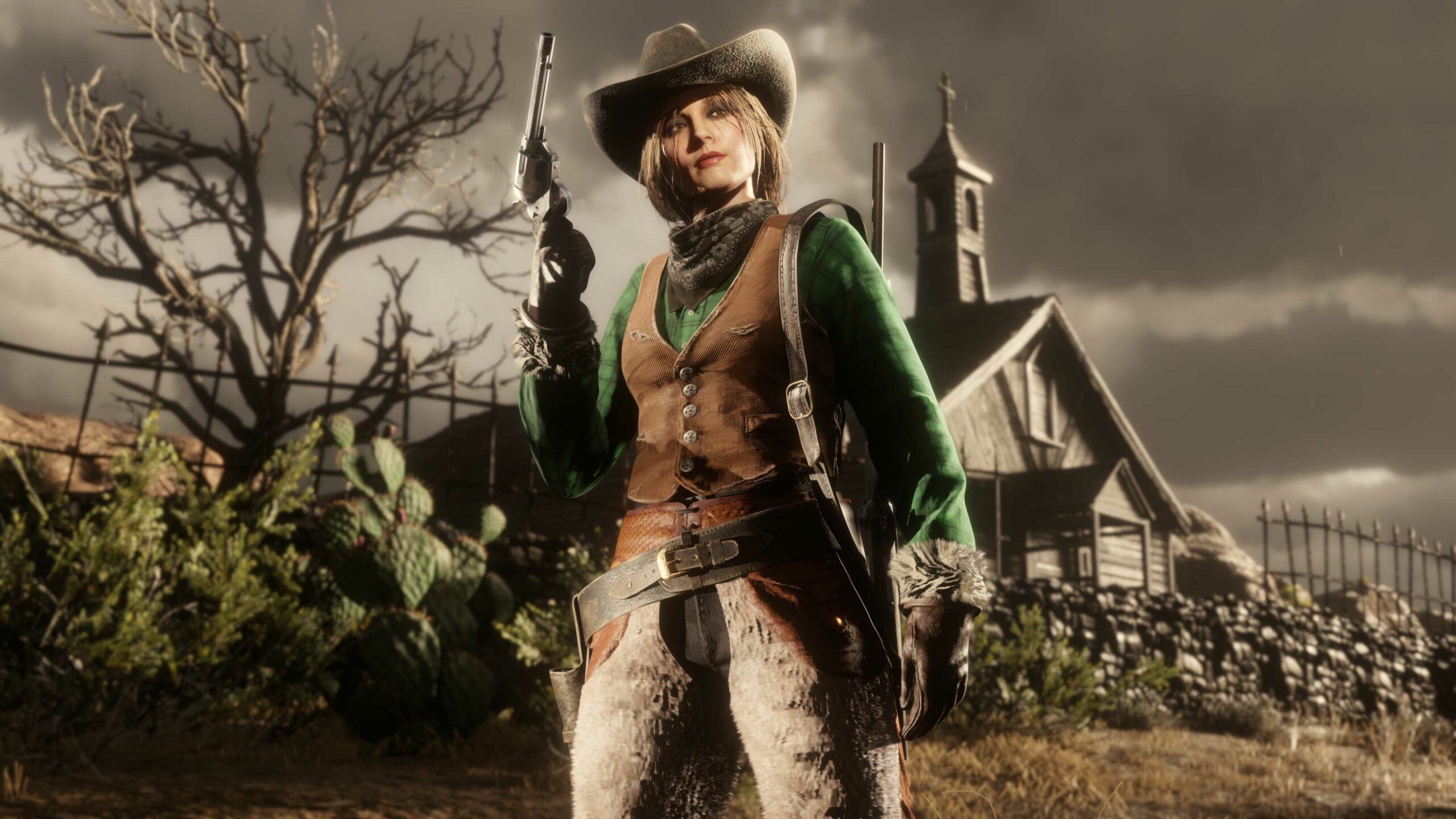 imagem de um personagem de Red Dead Online no traje da comunidade deste mês