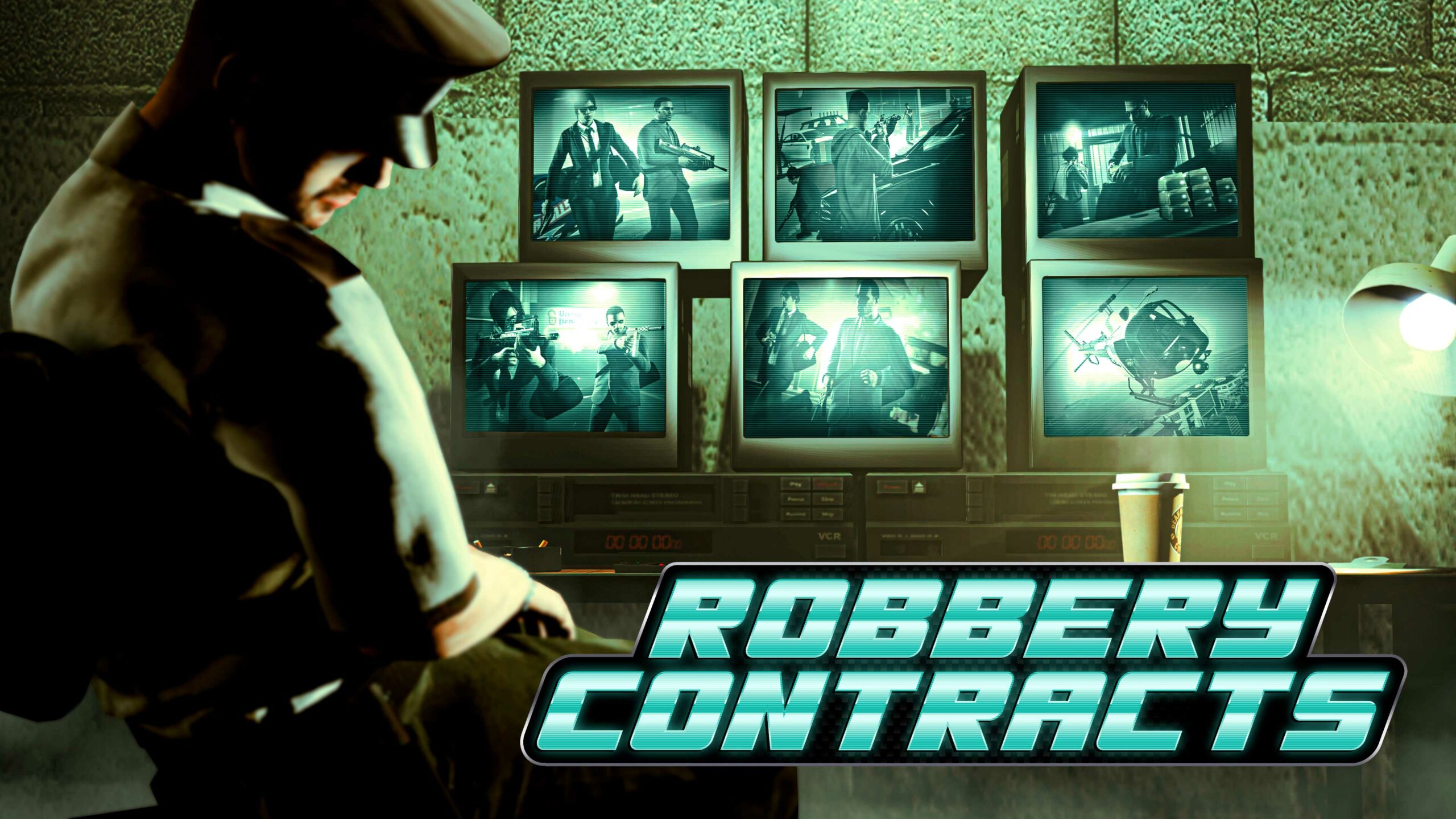 imagem do GTA Online com o logotipo de Contratos de Roubo