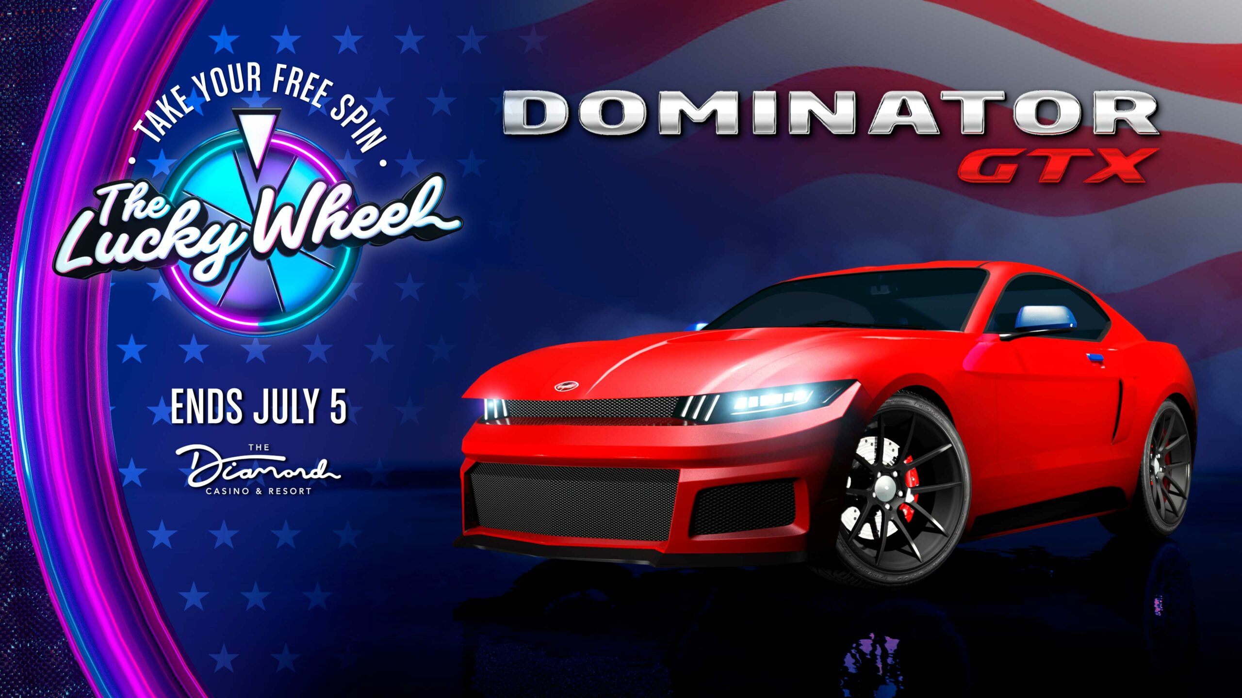 Logotipo do Dominator GTX com promoção da Roda da Fortuna