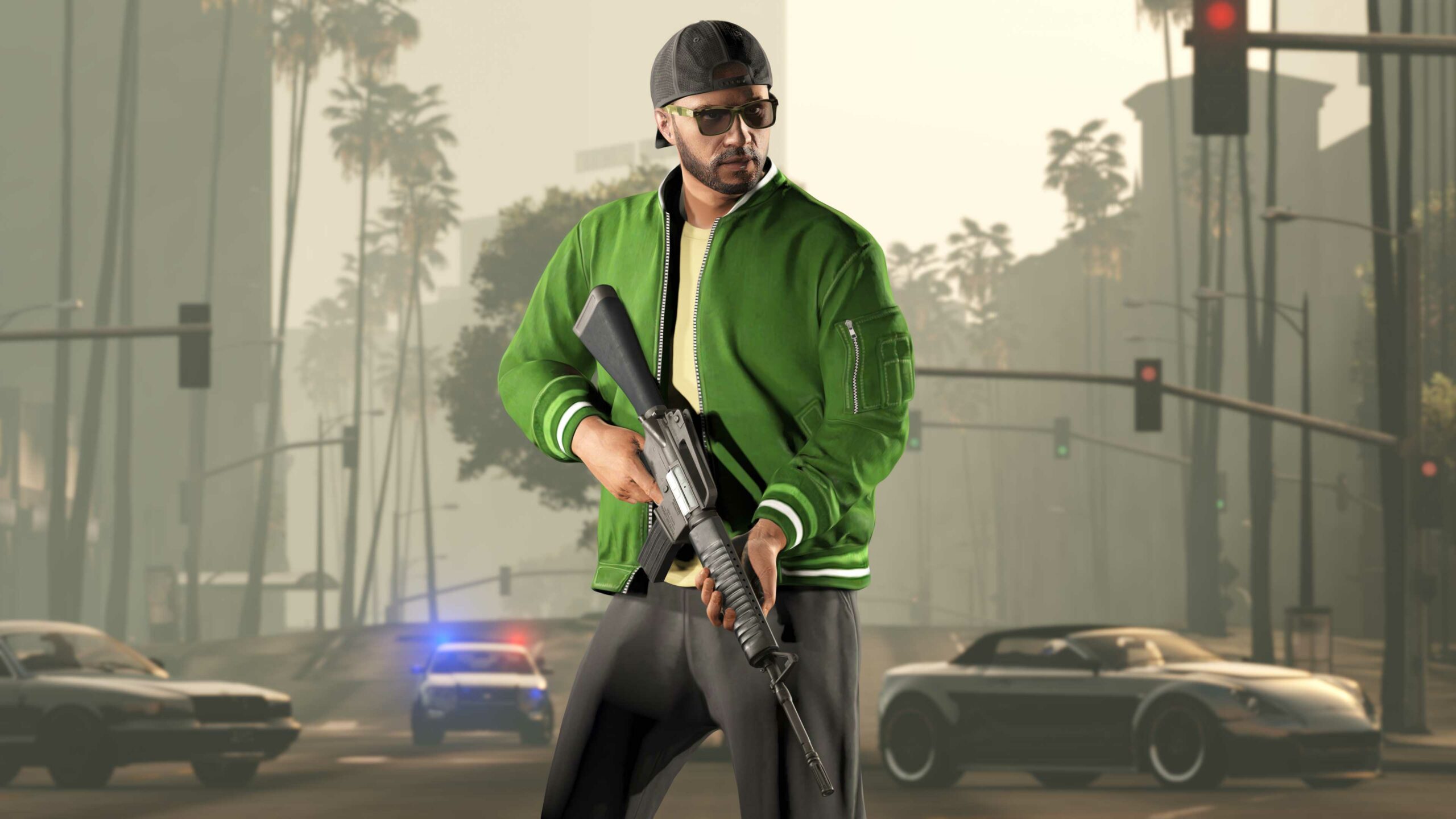 imagem de personagem no GTA Online com a Carabina de Serviço