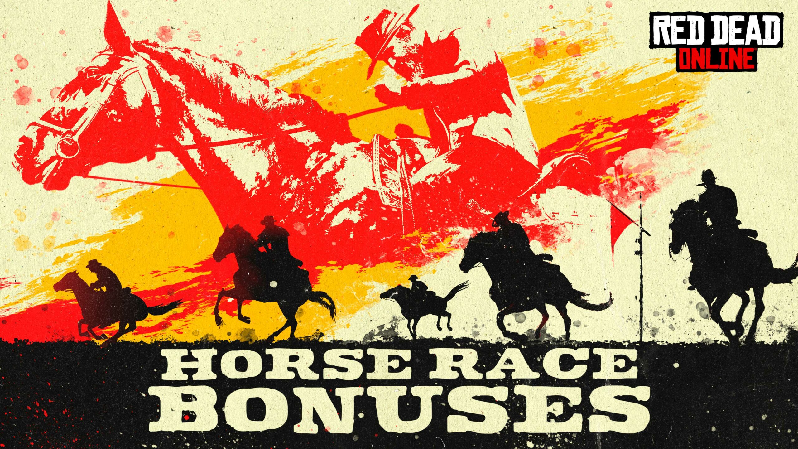 Arte de Red Dead Online com logotipo de Bônus em Corridas a cavalo