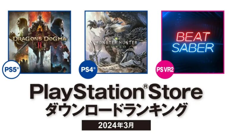 PS Store japonesa mais baixados março 2024