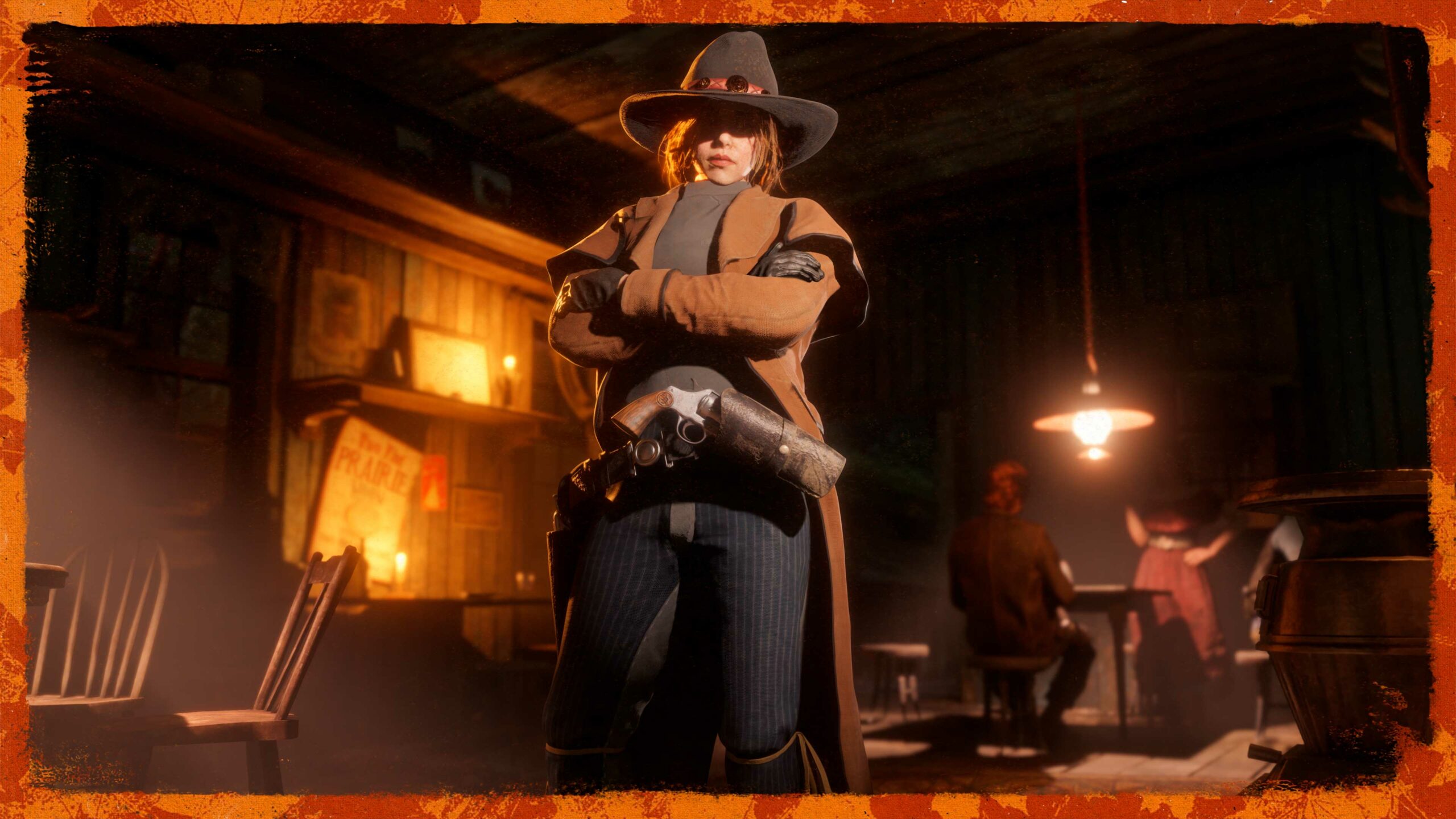 Personagem no Red Dead Online com o traje da comunidade