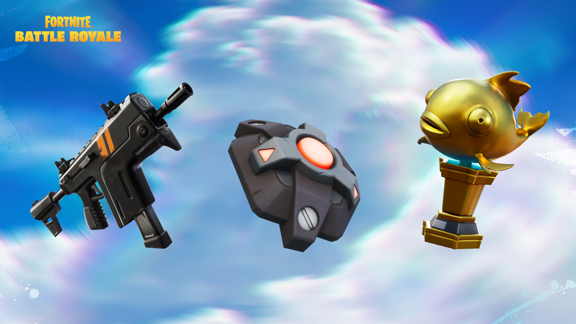 Capítulo 2 do Battle Royale do Fortnite — Remix SMG de Disparo Rápido Mina de Proximidade Peixinho-dourado Mítico