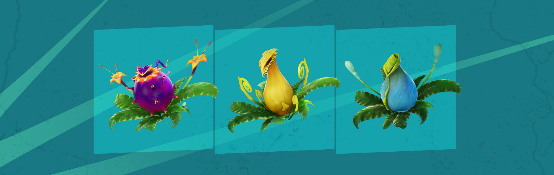 Fortnite Bomb Flower, Stink Flower, and Slurp Plant