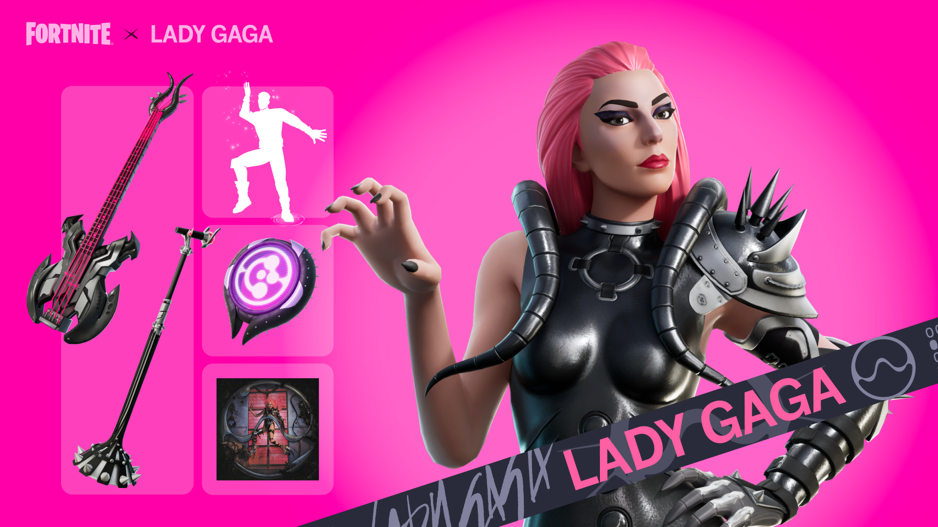 Traje Rainha Gaga de Chromatica do Fortnite