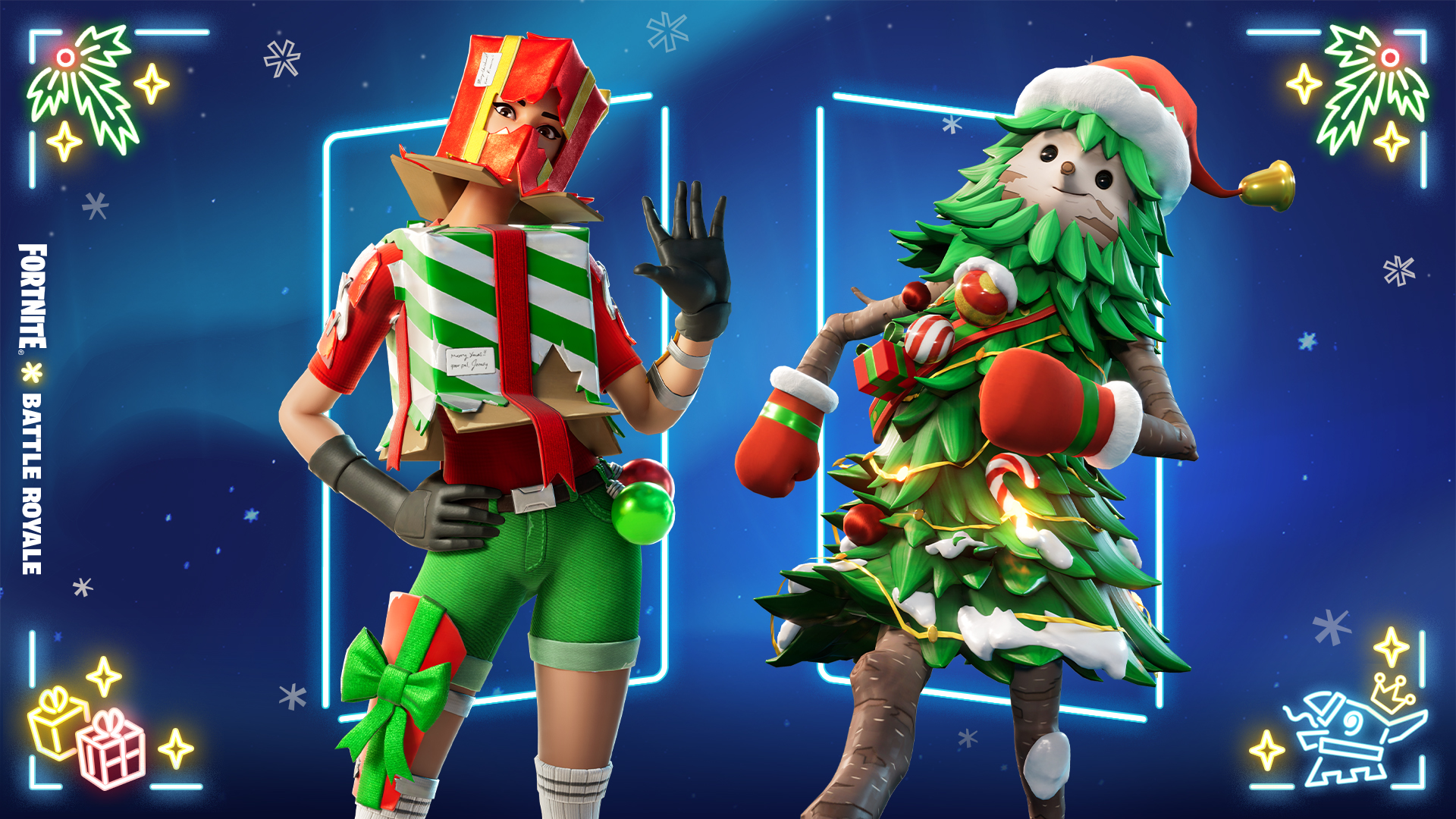 Fortnite Holiday Boxy and Winterfest Bushranger