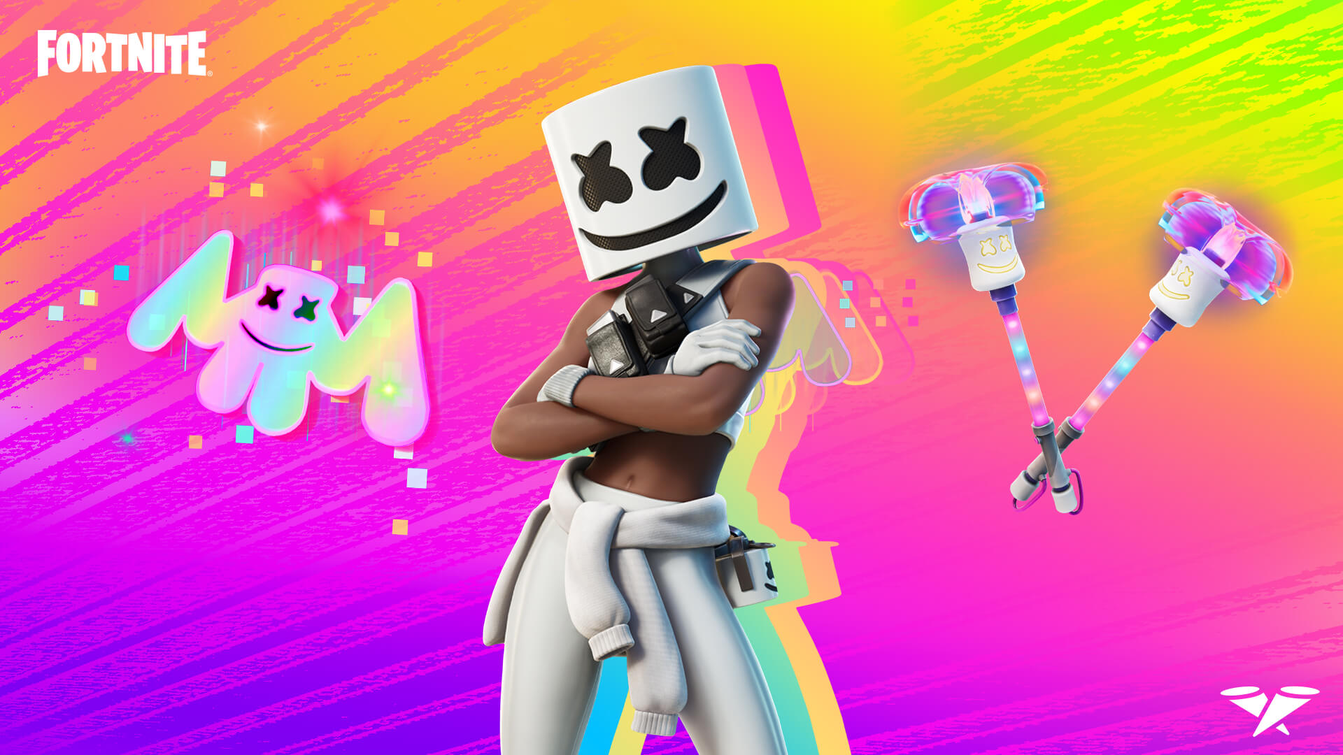 Fortnite Marsha Outfit, Mella Back Bling, and Mello Glo Back Bling