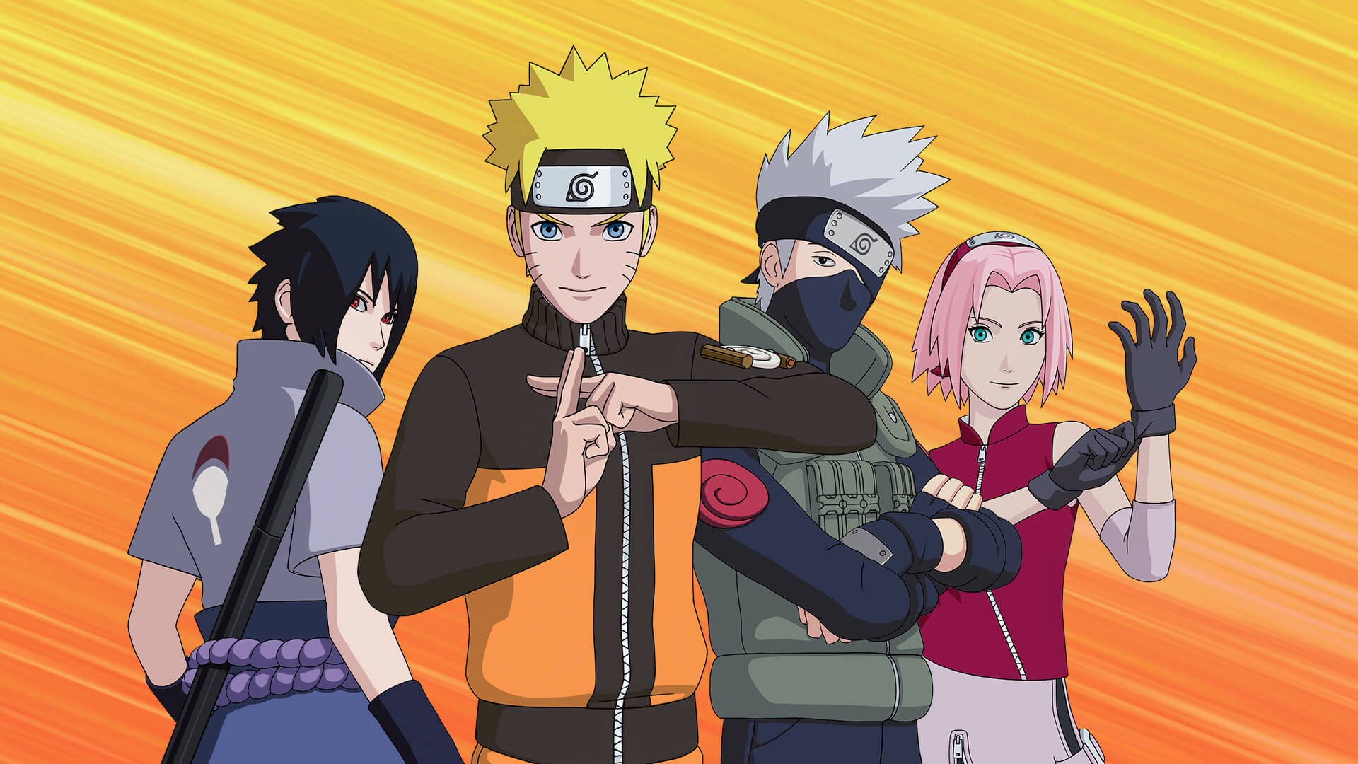 Naruto, Sasuke, Sakura e Kakashi do Fortnite