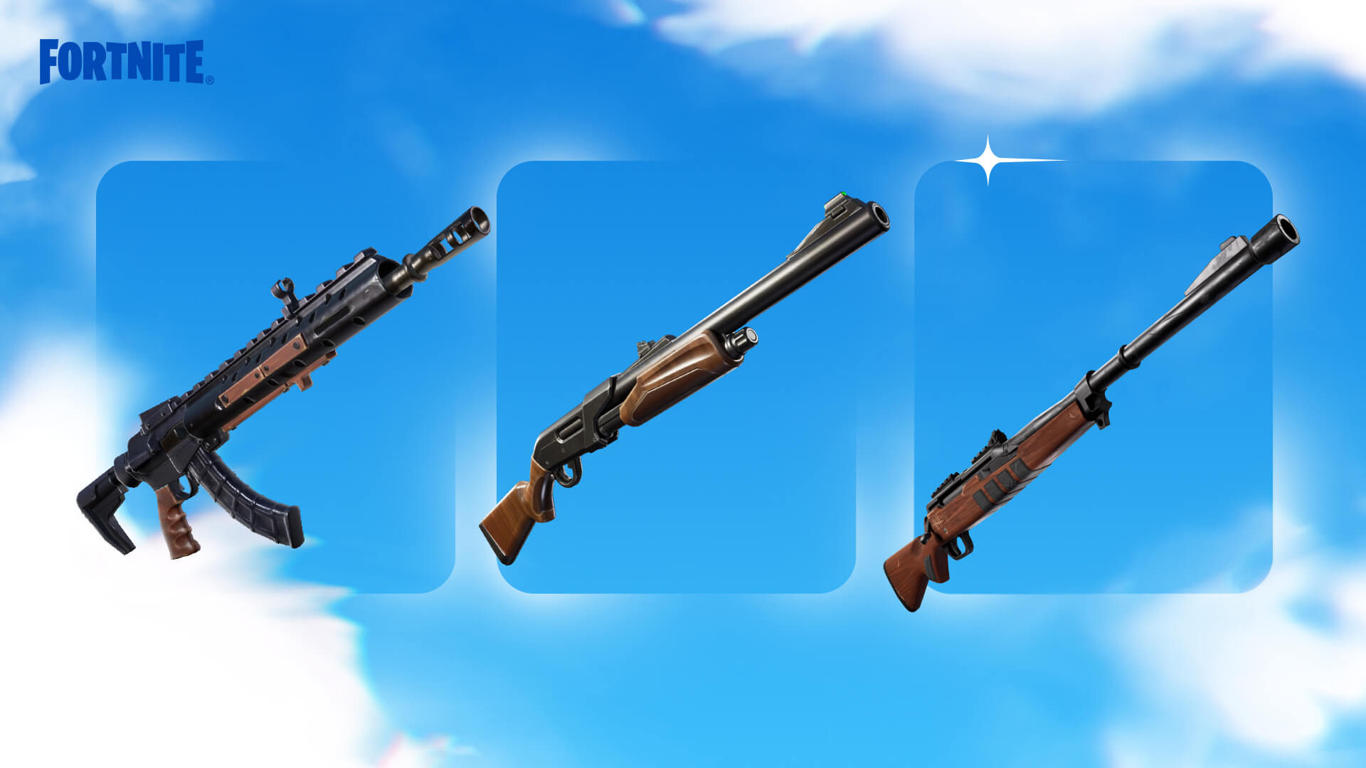 Rifle de Assalto, Escopeta e Rifle de Caça do Fortnite: Raiz