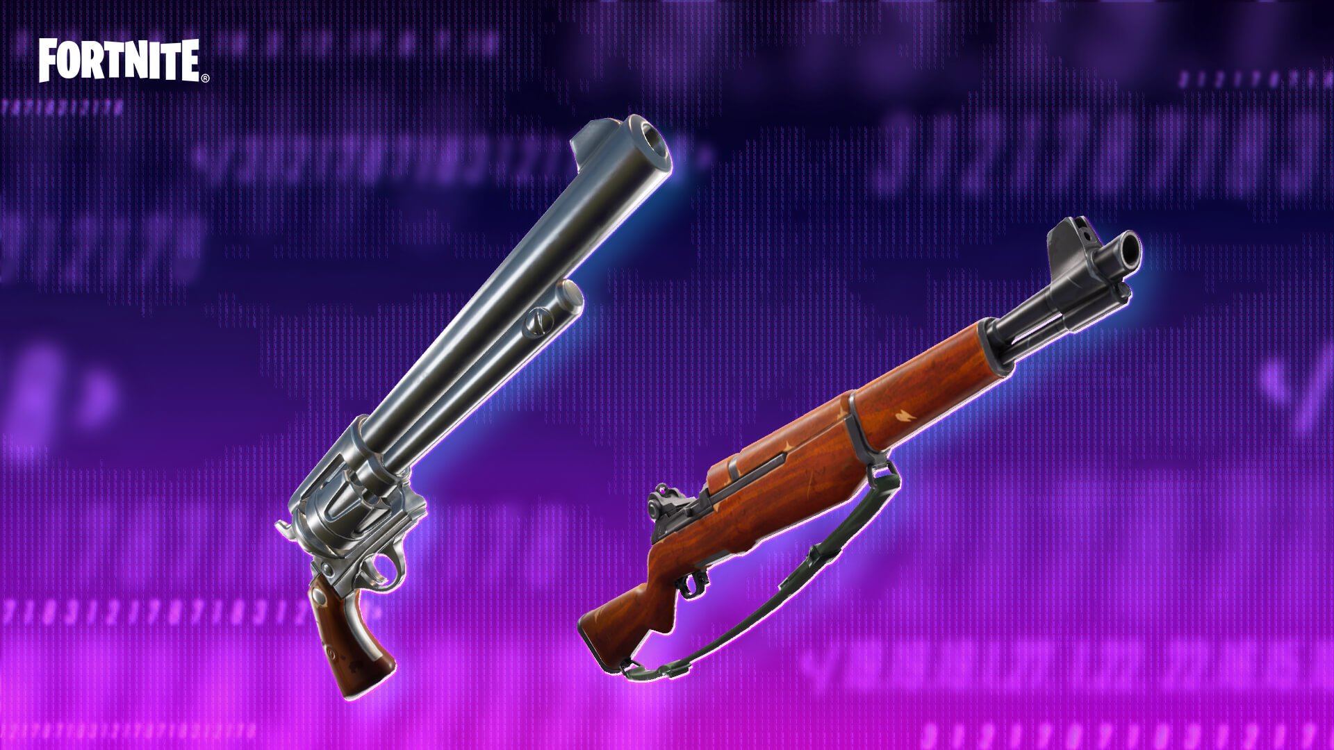 Revólver de Seis Tiros e Rifle de Infantaria do Fortnite