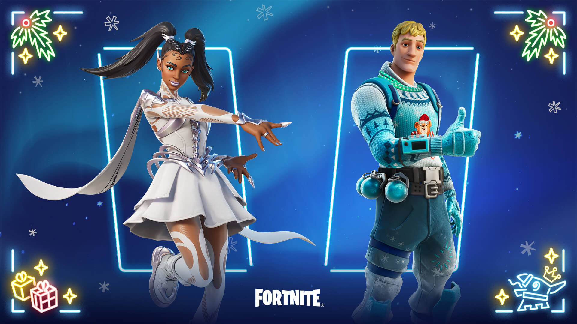 Fortnite Snowdancer and Cozy Knit Jonesy Outfits