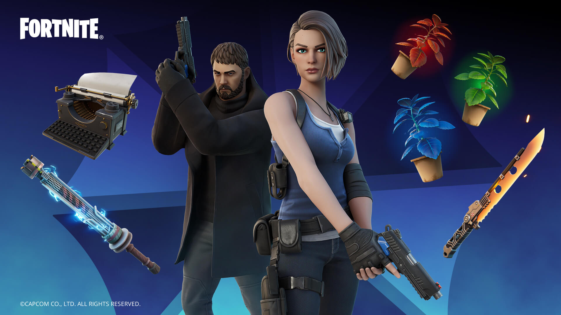 Conjunto da Equipe S.T.A.R.S do Fortnite — Chris Redfield e Jill Valentine