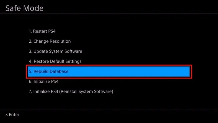 reconstruir banco de dados PS4