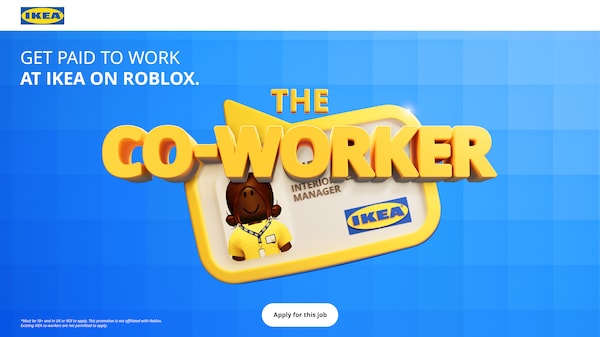 A imagem do colega de trabalho e o emblema IKEA